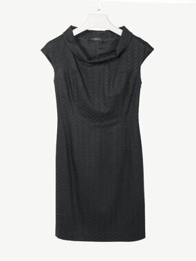 Piazza Sempione Black Geometric-Jacquard Cowl-Neck Dress